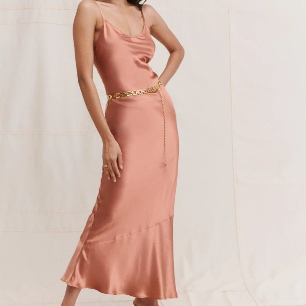 Reformation Parma Silk Dress in Praline Size S